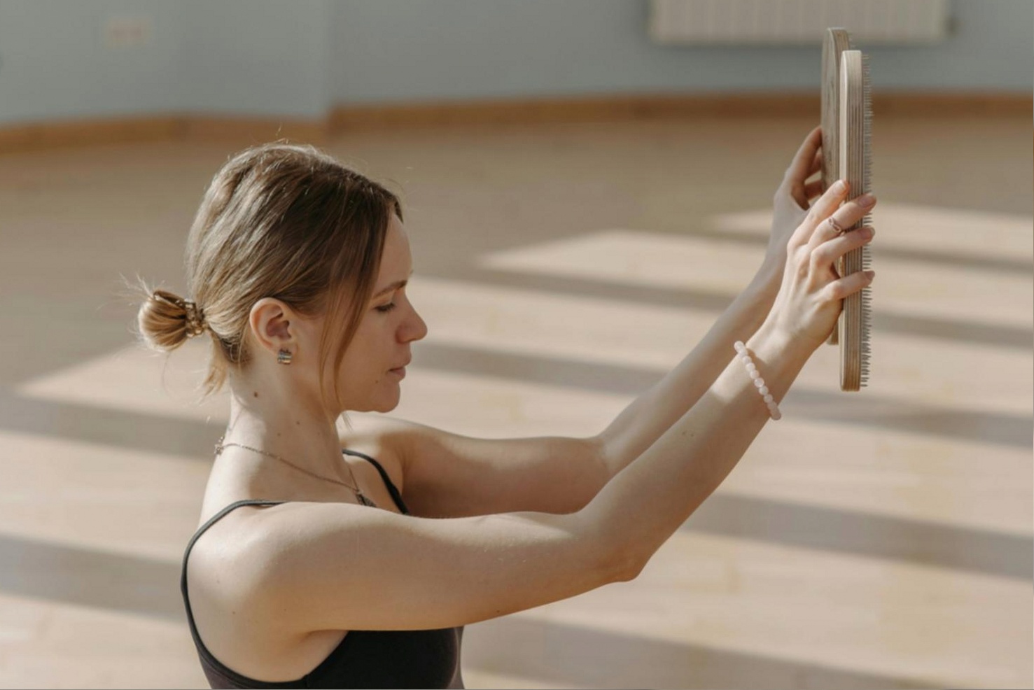Yoga practice in a calm, minimal space